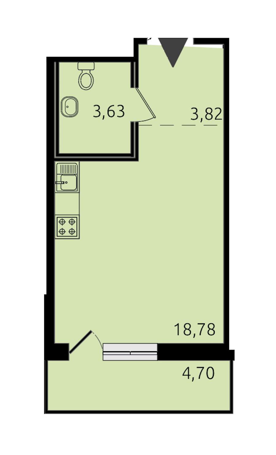 Квартира студия 26.64 м², 13/18 эт., ЖК «Новые горизонты 2»
